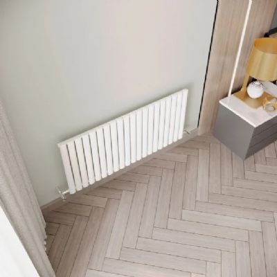 REINA NEVA WHITE SINGLE PANEL HORIZONTAL DESIGNER RADIATOR H550mm x W1180mm, RND-HNV20 REINA NEVA WHITE SINGLE PANEL HORIZONTAL DESIGNER RADIATOR H550mm x W1180mm, RND-HNV20